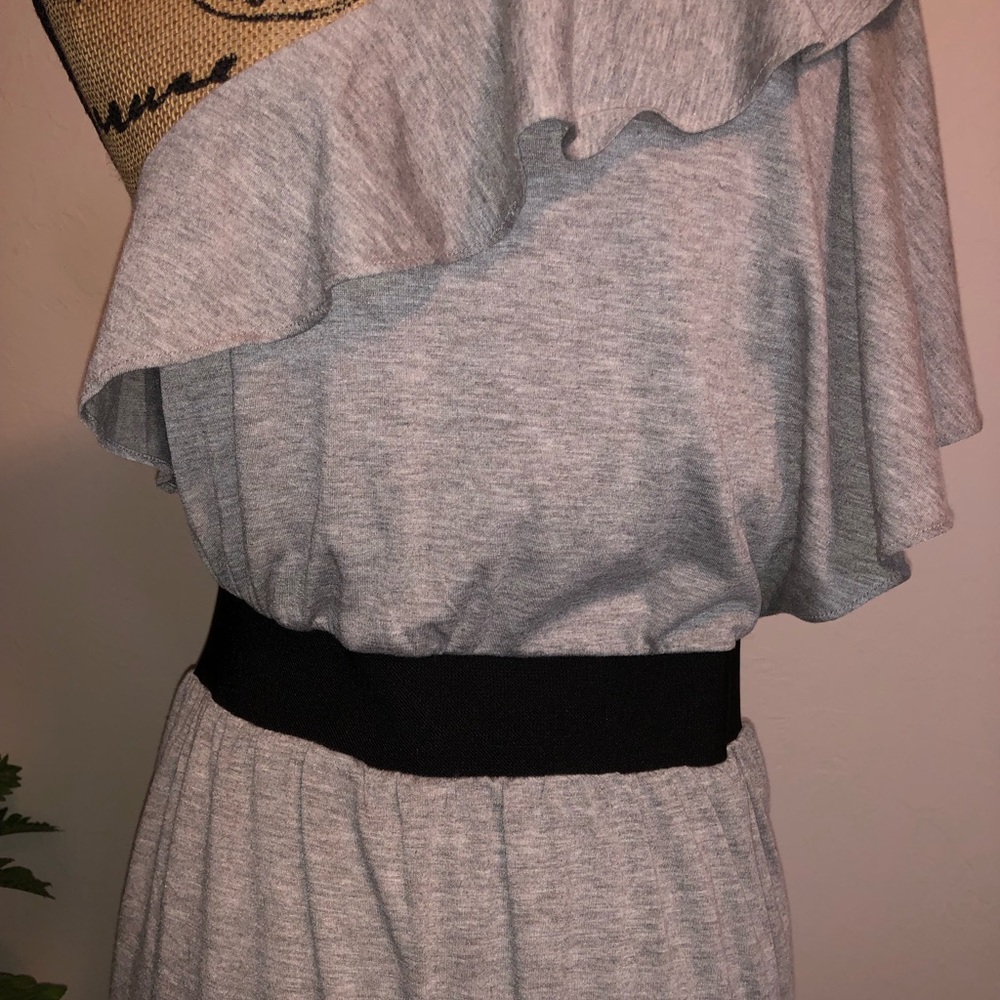 Sugarlips Gray Ruffled One Shoulder Dress - Picture 6 of 8